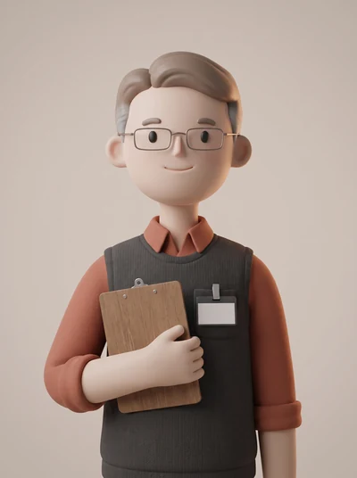 Portrait de Yann, responsable RH virtuel troopio, presse-papiers en bois contre lui
